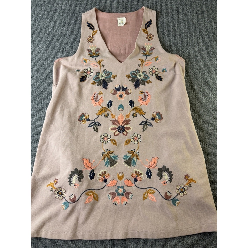 By Together‎ Embroidered Floral Tank Dress Boho Sleeveless Pink Size L